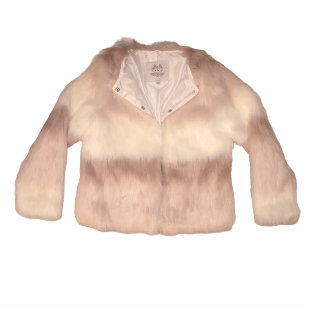 Esley pink and beige faux fur jacket